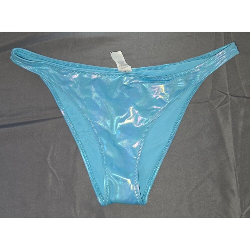 Aerie Blue Shimmer Unique Cheeky Swim Bathing Suit Bottom Size Large $26.95